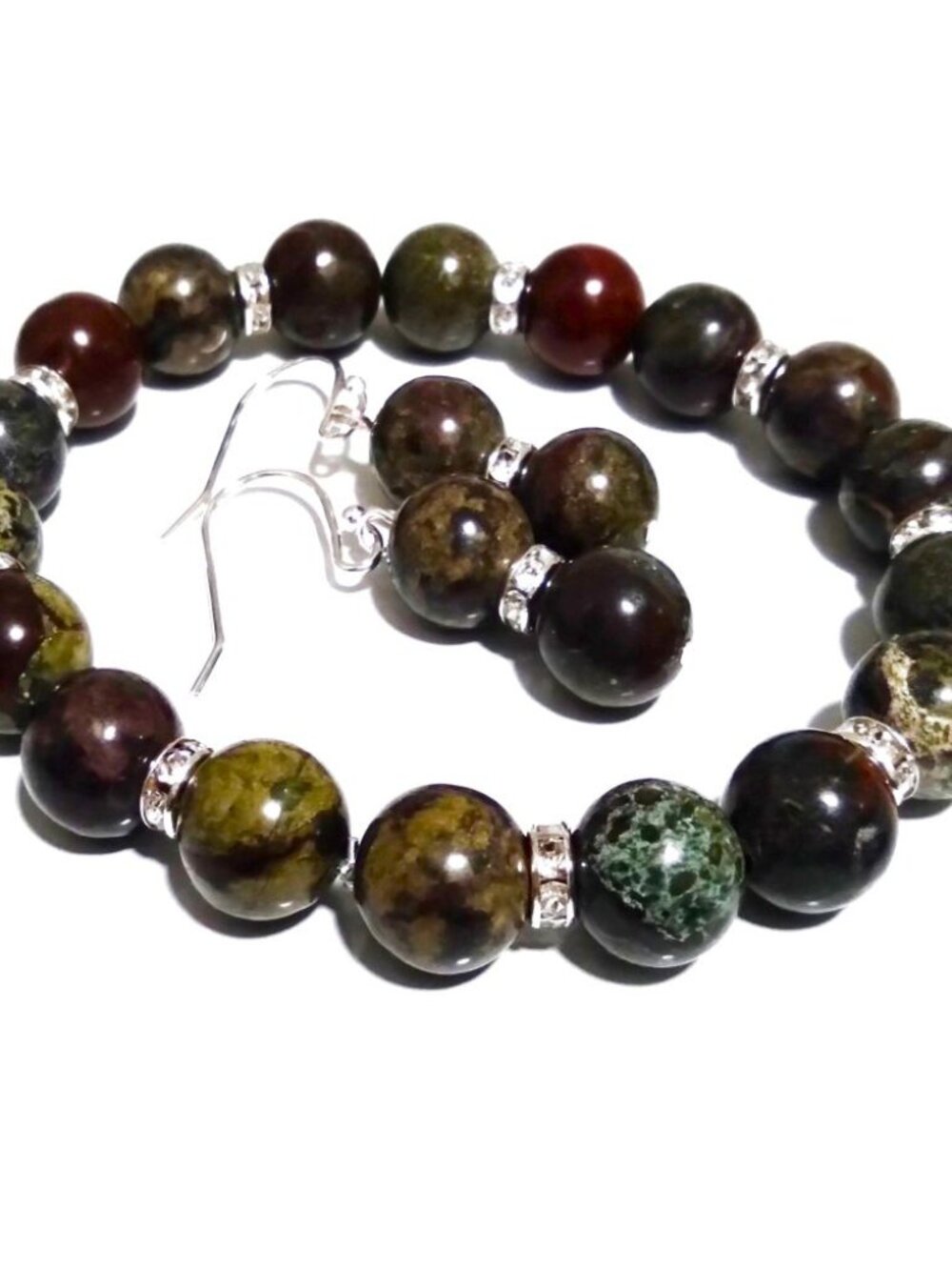 Handcrafted Dragon Blood Stretch Bracelet & Matching Earrings